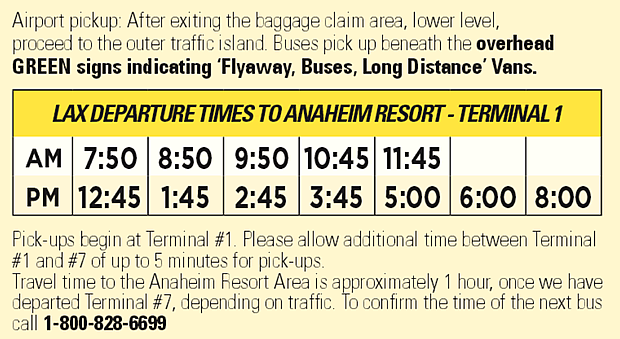 ロサンゼルス空港（LAX）からアナハイムへの時刻表（2014年6月時点）
