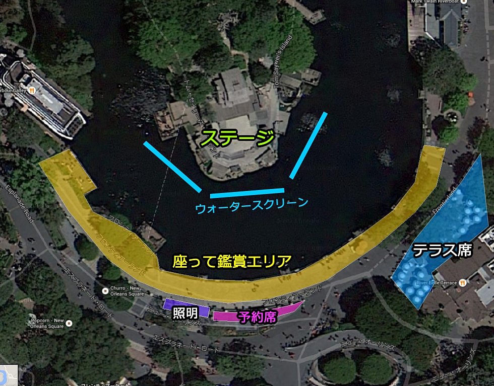 ファンタズミックの場所取りマップ (C)Google