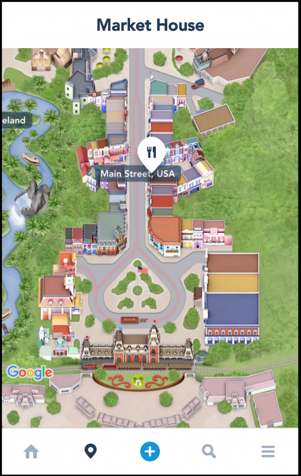ディズニーランドのお店の位置。
店名は『Market House』