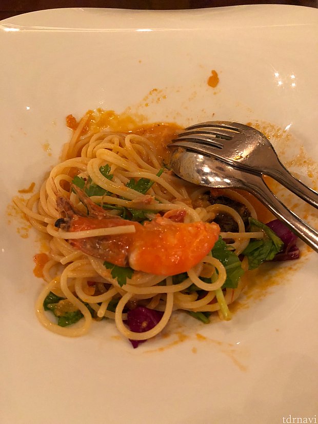 パスタ…サッパリした味をで美味しかったです。(食べ始めた画像ですみません)