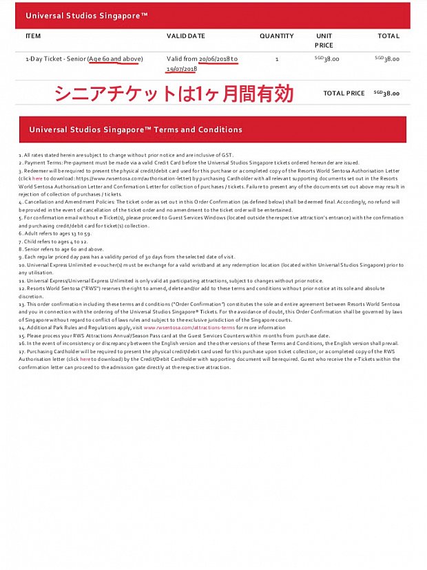 シニアチケット詳細