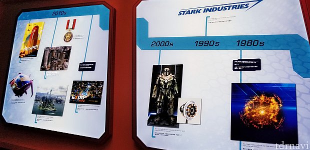 トニー・スターク年表がずらっとあります。これは大学を卒業~初めてのアイアンマンスーツを製作~アイアンマン2でのスタークExpoまで