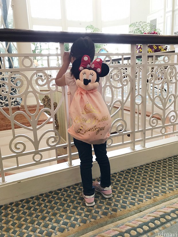 ビビディのナップザックは帰国時に大活躍☆
ベッドの上にいた大きいミニーちゃんを入れて帰りました。