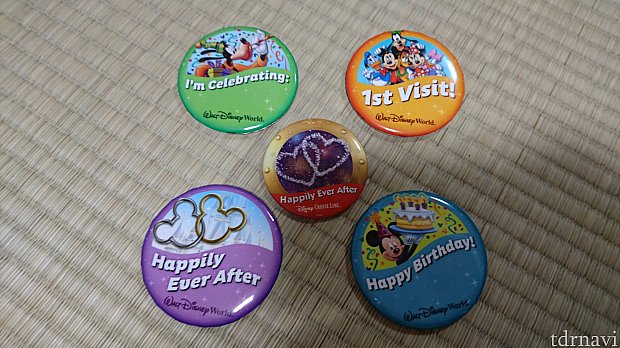 真ん中のカンバッチが、クルーズで貰ったものです。