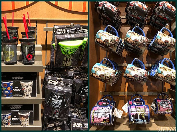 スターウォーズも色々!
プラ食器3点セット(皿、椀、カップ)
ヨーダ、ダースベイダー 各49元
(左上)ダースベイダーカップ 75元
(左下)プラスチックカップ4個セット 99元