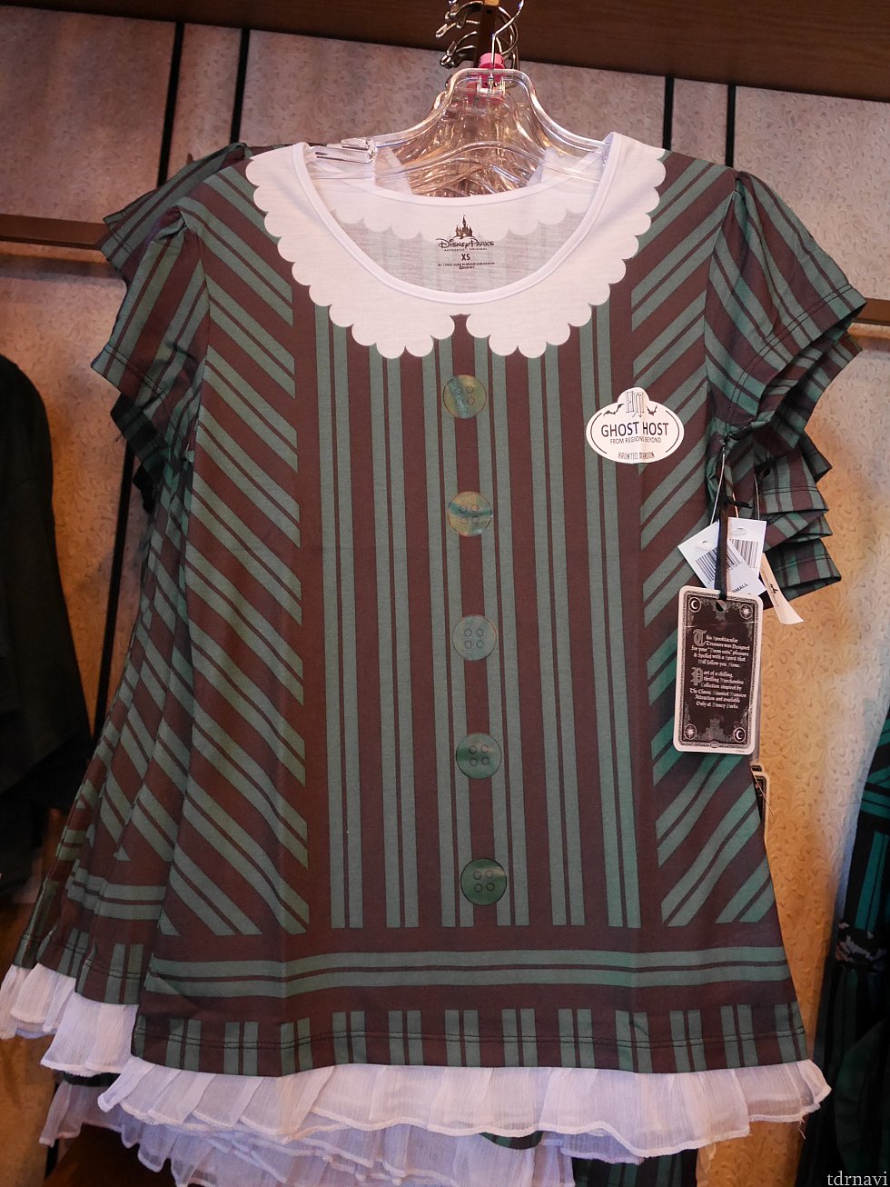 【ショップ】ホーンテッドマンションはコスチュームもかわいくて好きです❤コスチューム柄のTシャツかわいくて迷いました😍