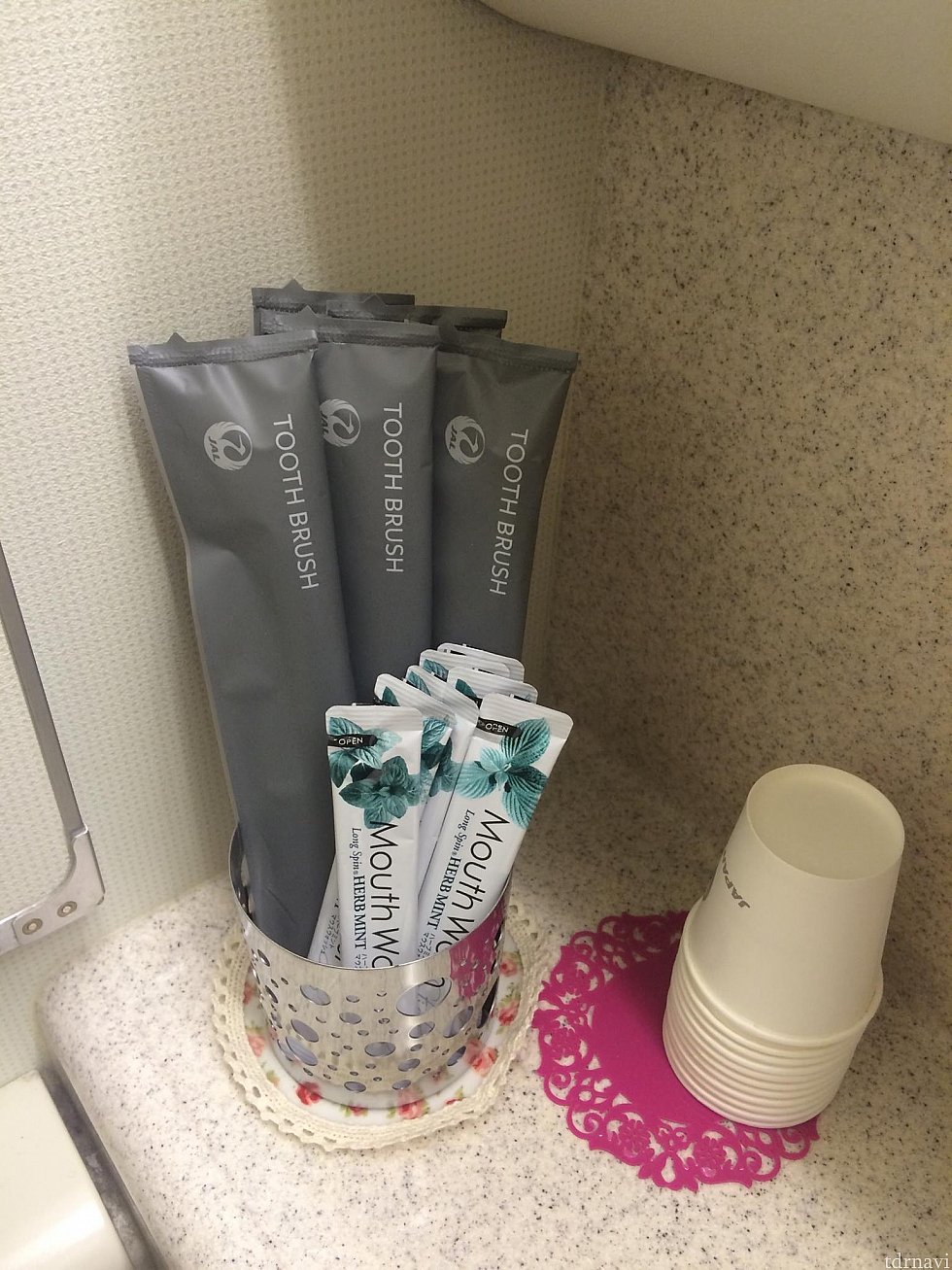 トイレには、歯ブラシ、マウスウォッシュがありました!