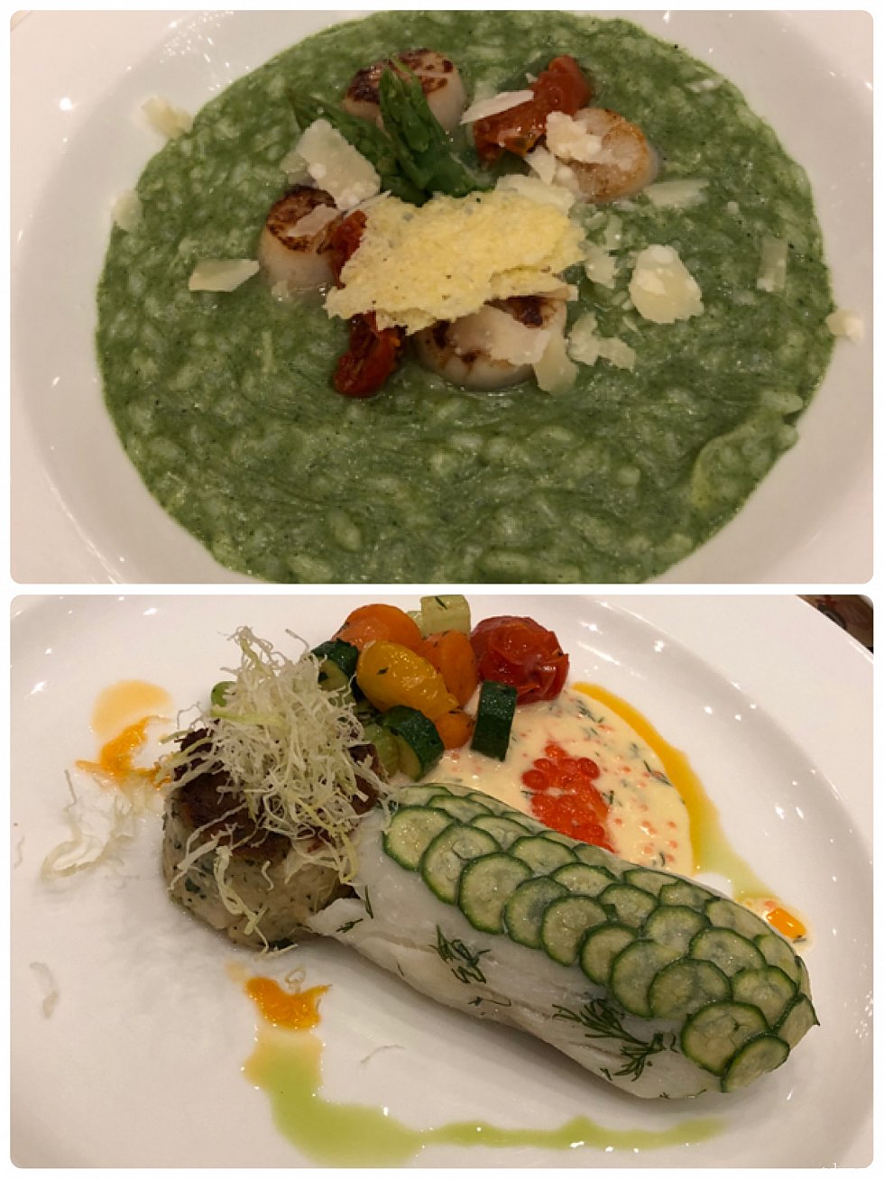 ホタテのリゾットはおいしかったので、リピートして注文したものです。
メインのお魚も美味しかったです。
こちらは一人前をシェアします。
