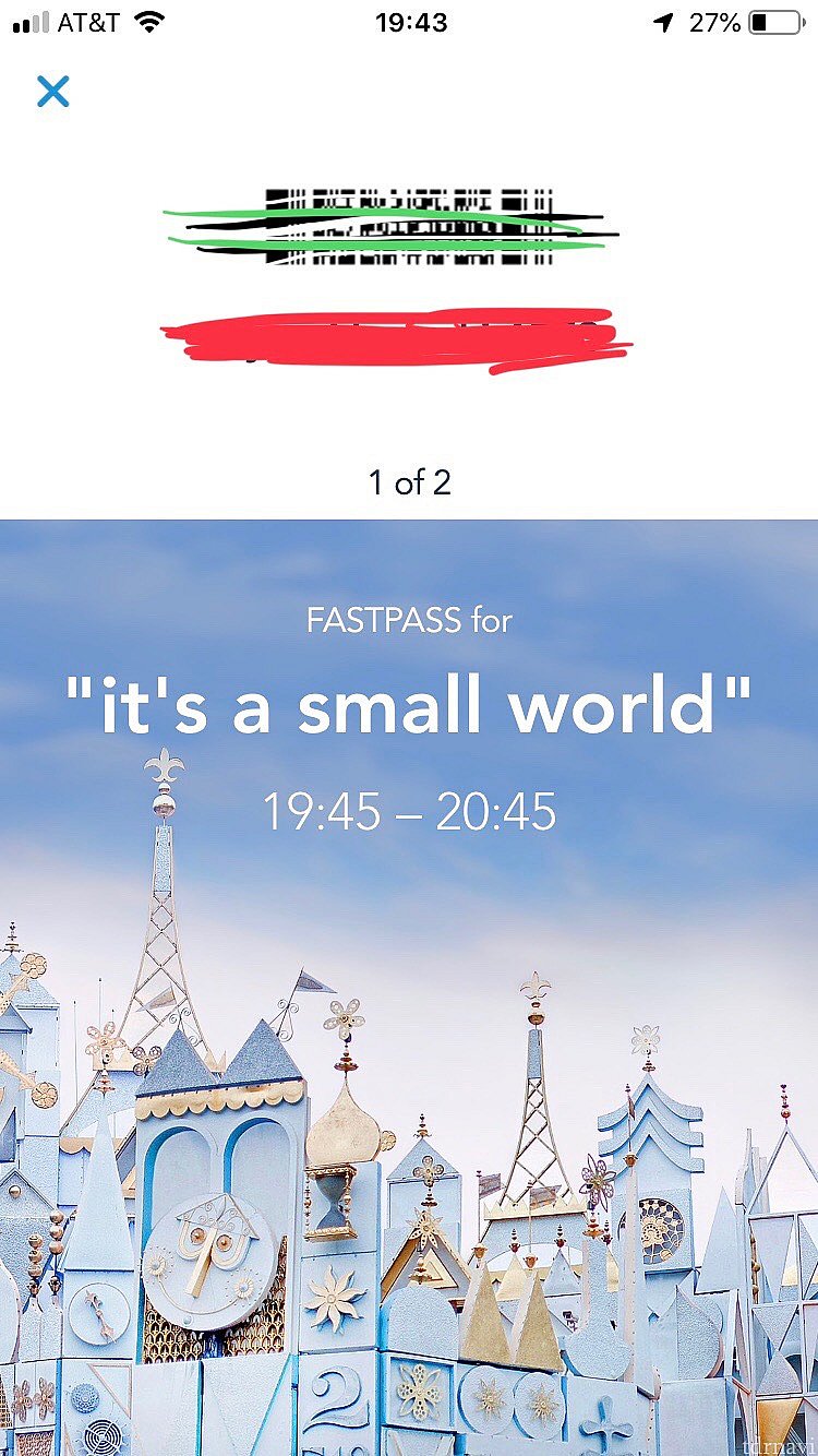 写真見ていただければ分かる通り、現在時間19:43なのに19:45~のファストパスが園内どこにいても取れちゃうんであります。
まあスモールがあんま人気無いのもあるけど!笑