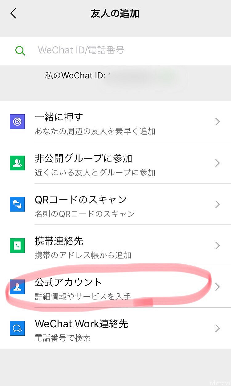 『公式アカウント』を選び、ShanghaiDisneyResort と入力すると上海ディズニーの公式アカウントが出るのでフォロー