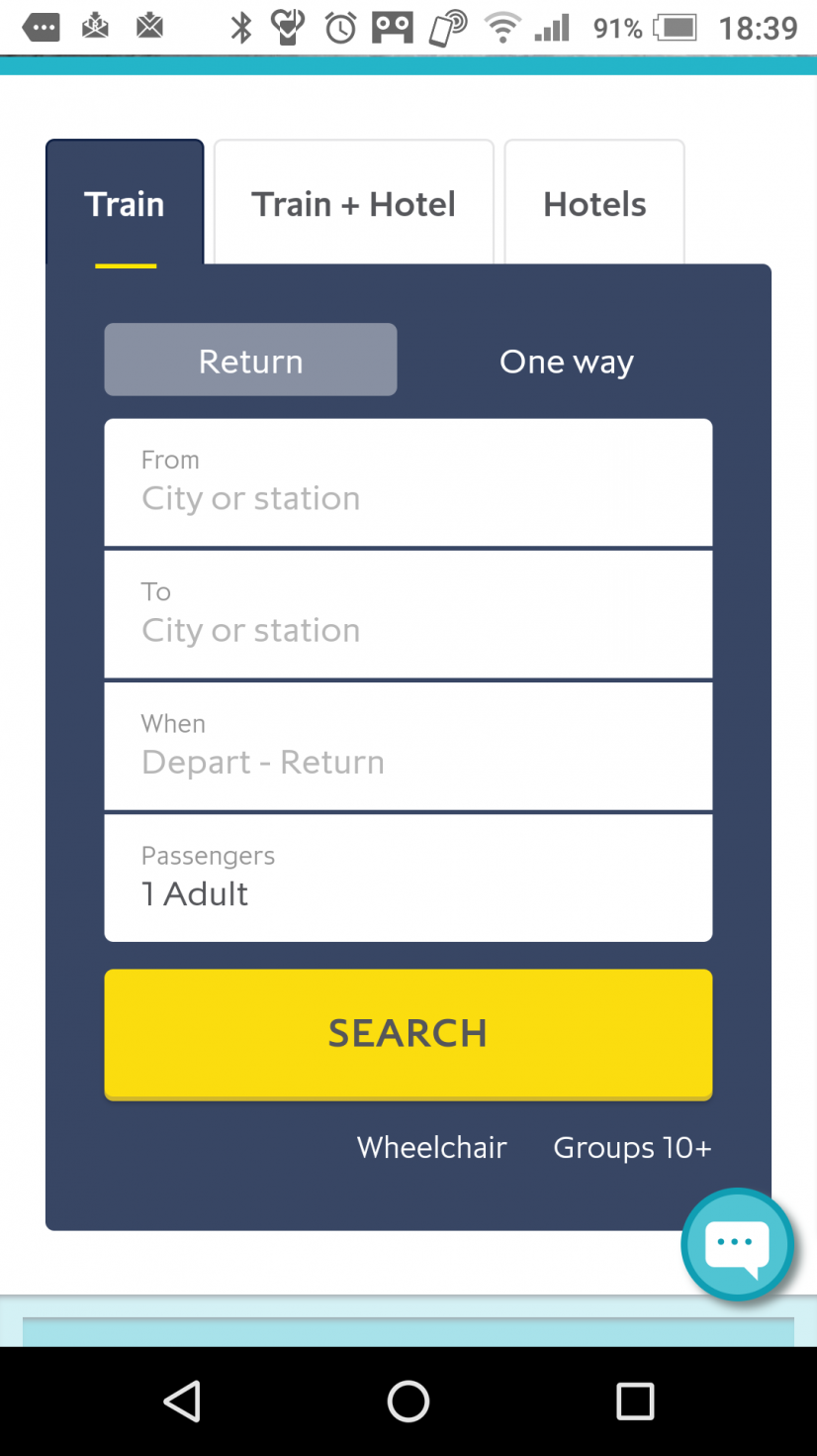 往復(return)か片道(one way)かを聞かれます。
片道なのでone wayを選択して
駅名を選択。
London St. Puncrasは選択肢にありますが
Disneyland Parisは選択肢に無いので、入力してください。