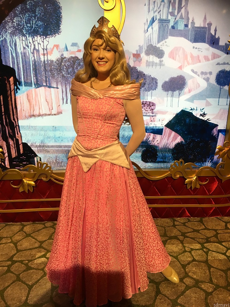 オーロラ姫はお美しい方でした。簡単な英語で話をしてくれるので、プリンセスとおしゃべりするための英語を準備すると良いかと