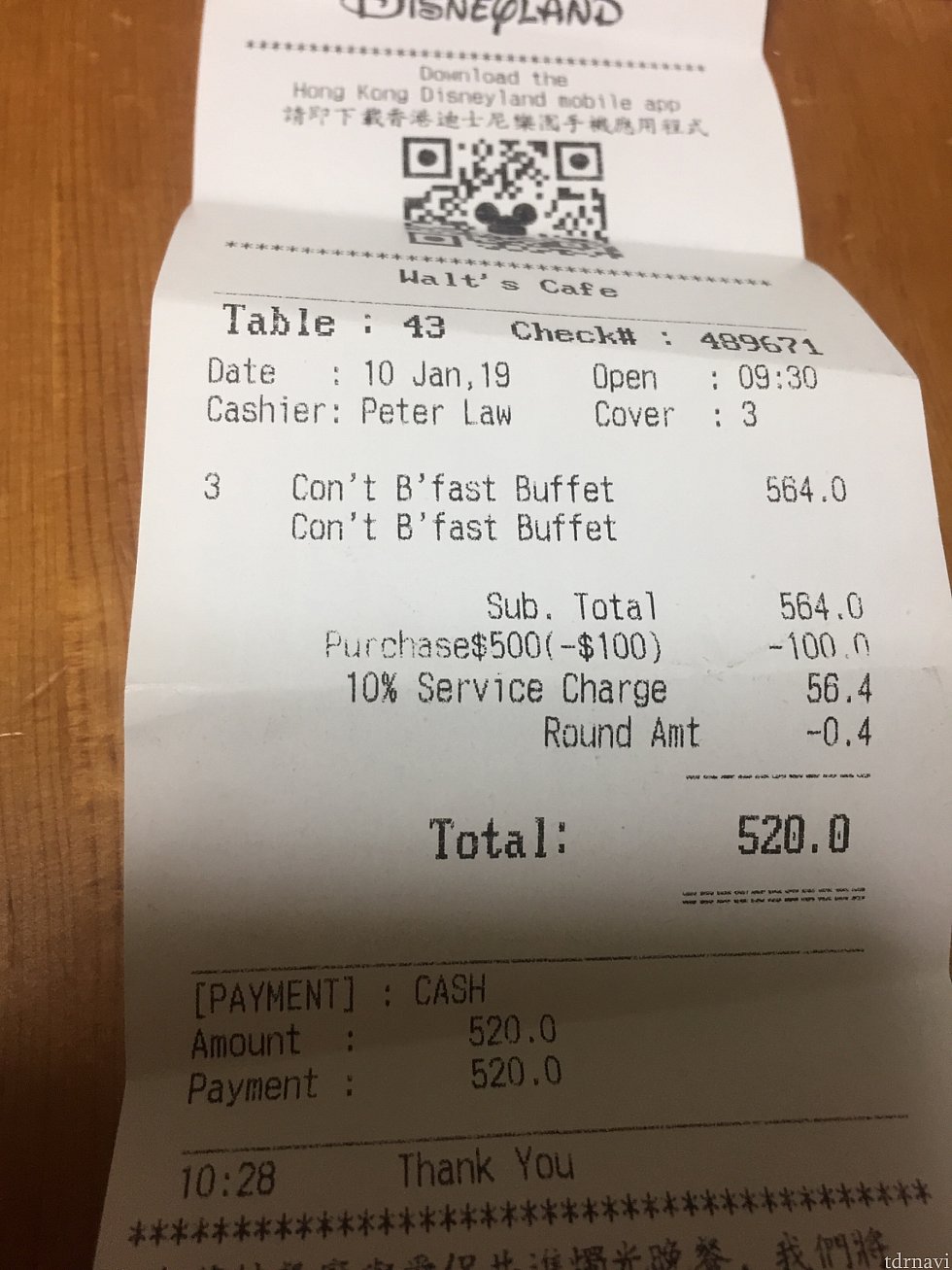 クーポンの通り、HK$100引きされています♪