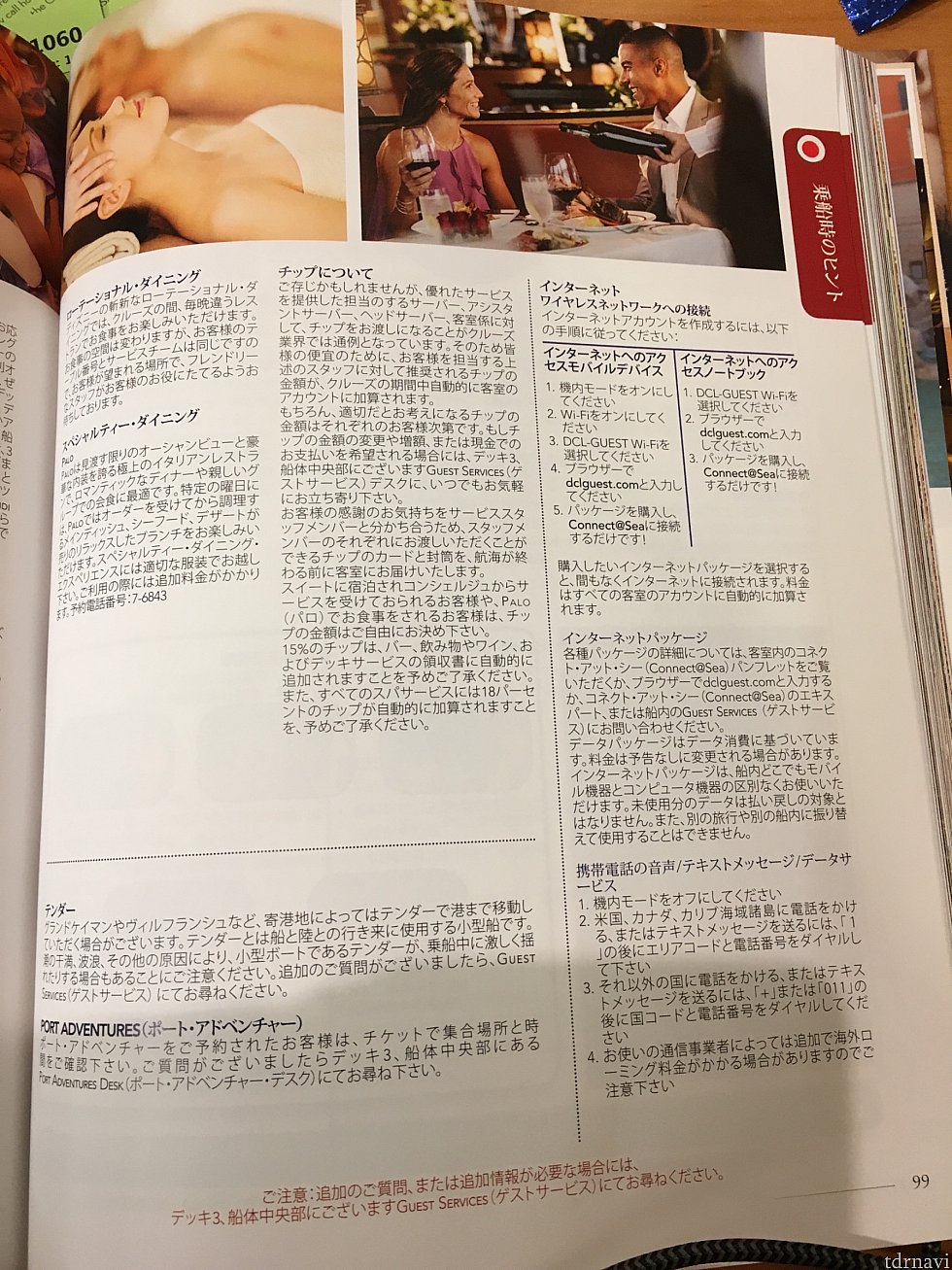 見づらい部分もありますが、インターネット、チップに関しての説明があります。