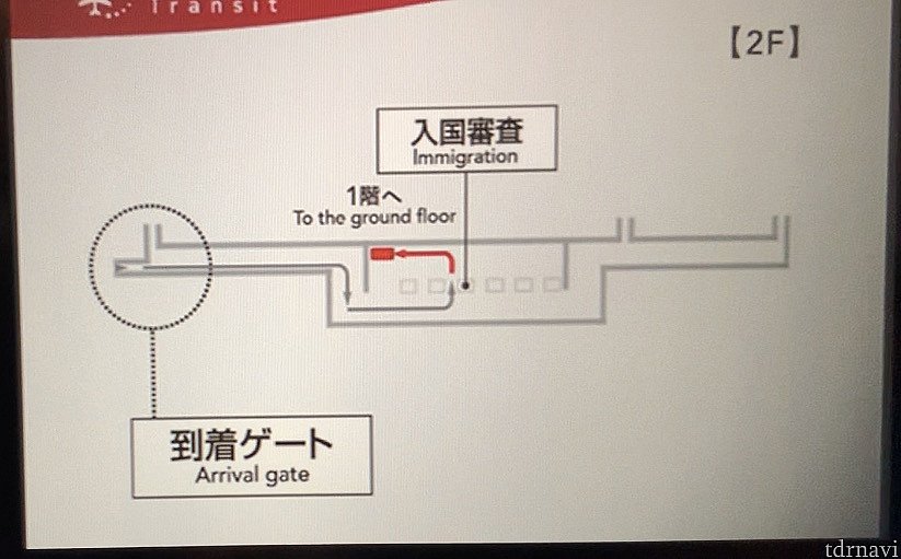 入国審査後階段で下へ