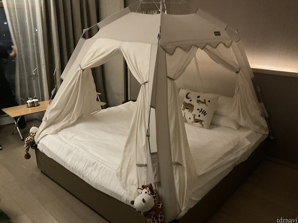 ここからはキャンプルーム。グランピングをすると、こんな部屋なのかな