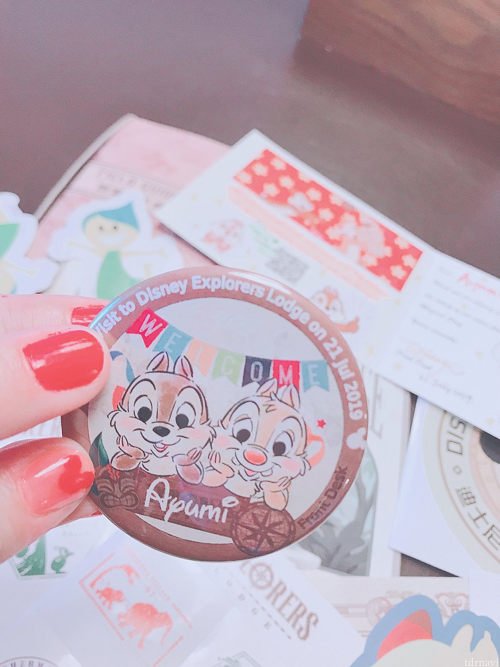 チェックイン時、バッジ作りたいから名前教えて!!と言われ素敵なもの作ってもらいました♡