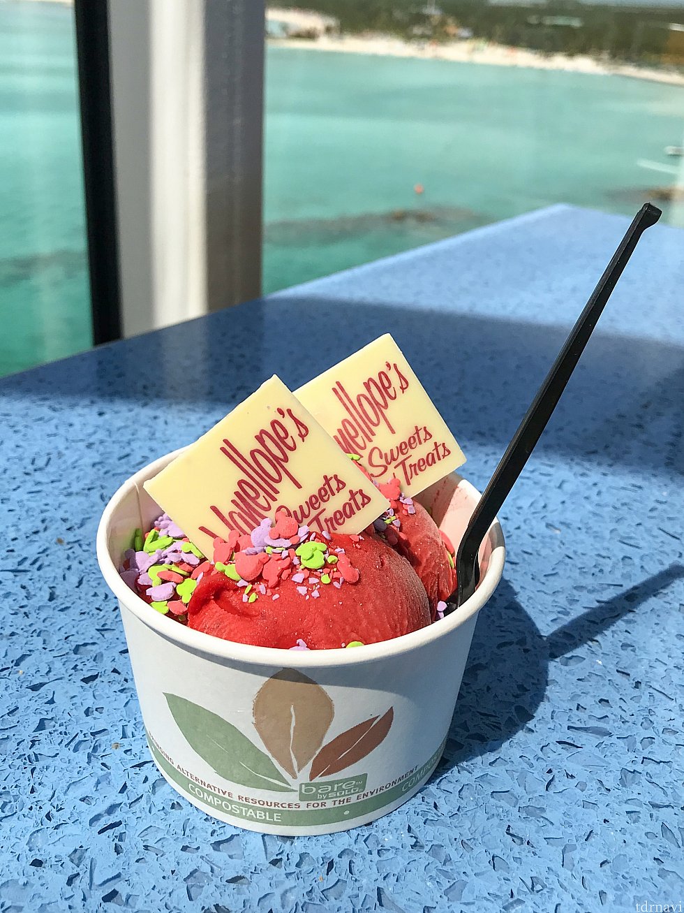 キャスタウェイを眺めながら食べるジェラートは最高!