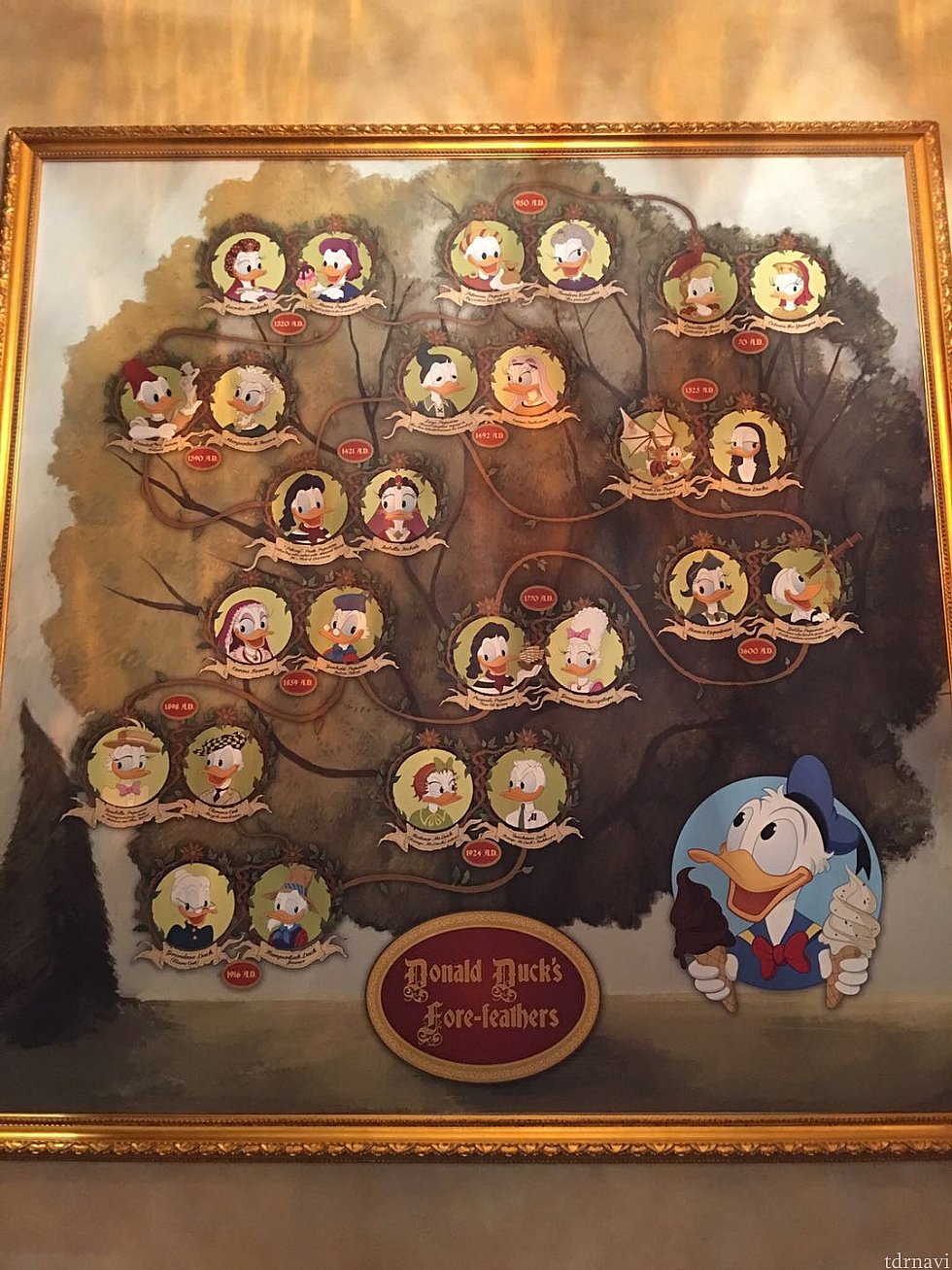 壁にはドナルド家の家系図。