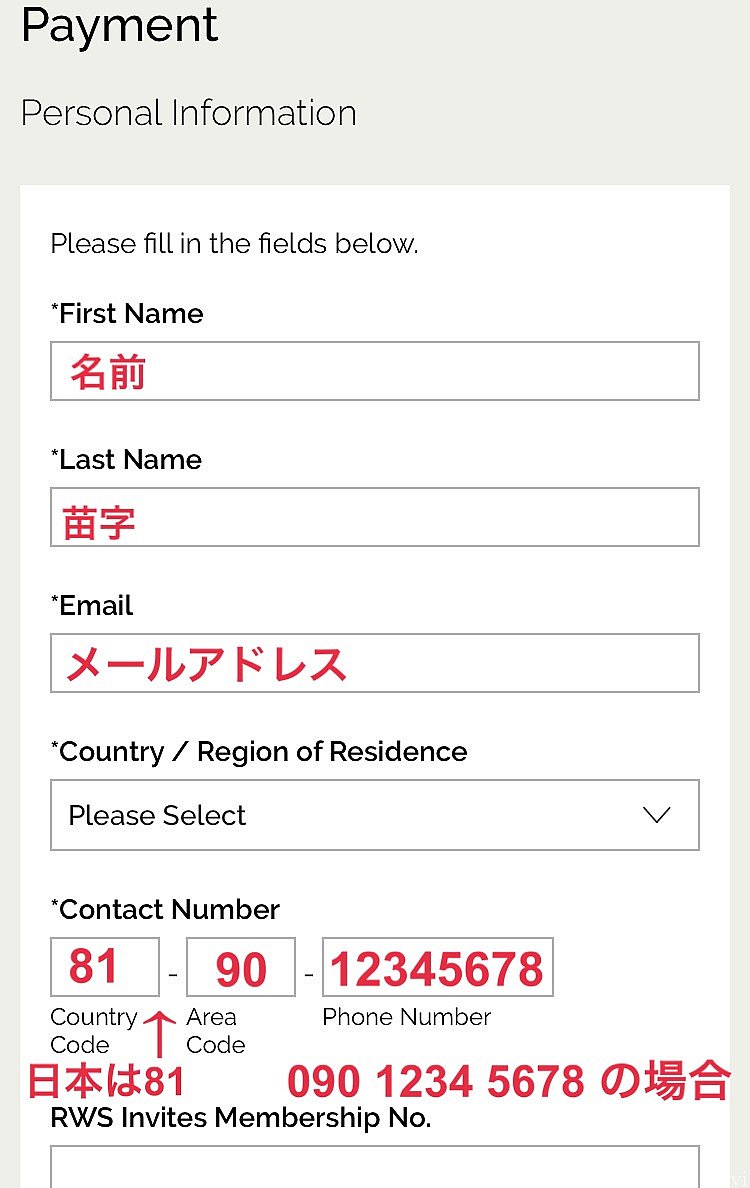 購入画面を進むと個人情報入力へ
日本は81です
