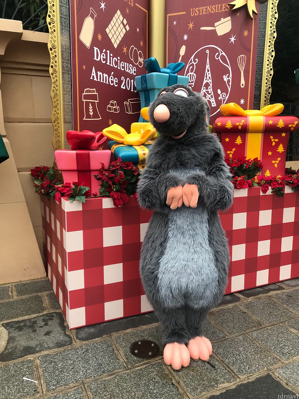 レミーがクリスマスらしいかわいい背景で待っています!日によってはエミールやリングイニにも会えるみたいです。