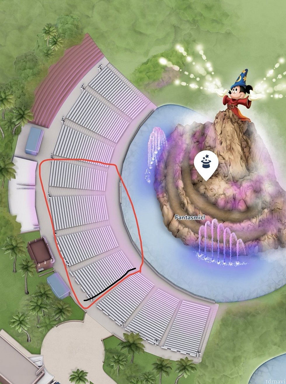 1回公演の日の「Fantasmic！」ダイニングパッケージ無しでどう待つ？ ファンタズミック！（フロリダ）