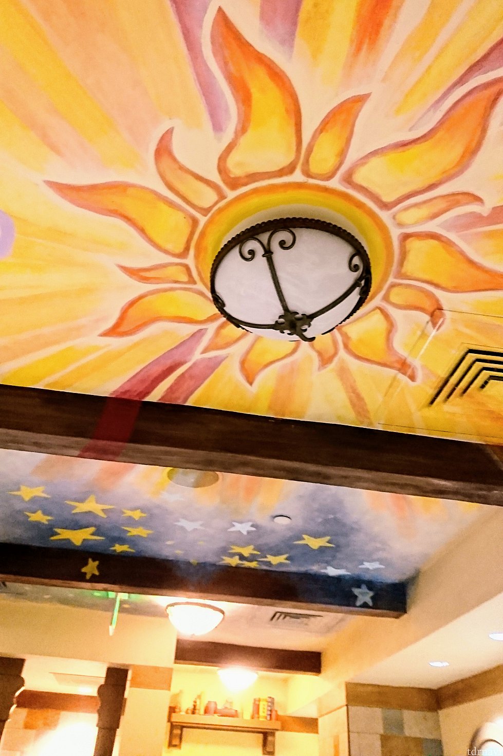天井画が素敵です!ここだけライトがオフなのは見やすいように配慮してくれたのかな?