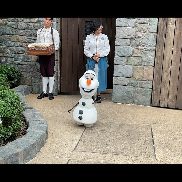 会うには運と根性！？香港ディズニーランドに等身大オラフがやってきた